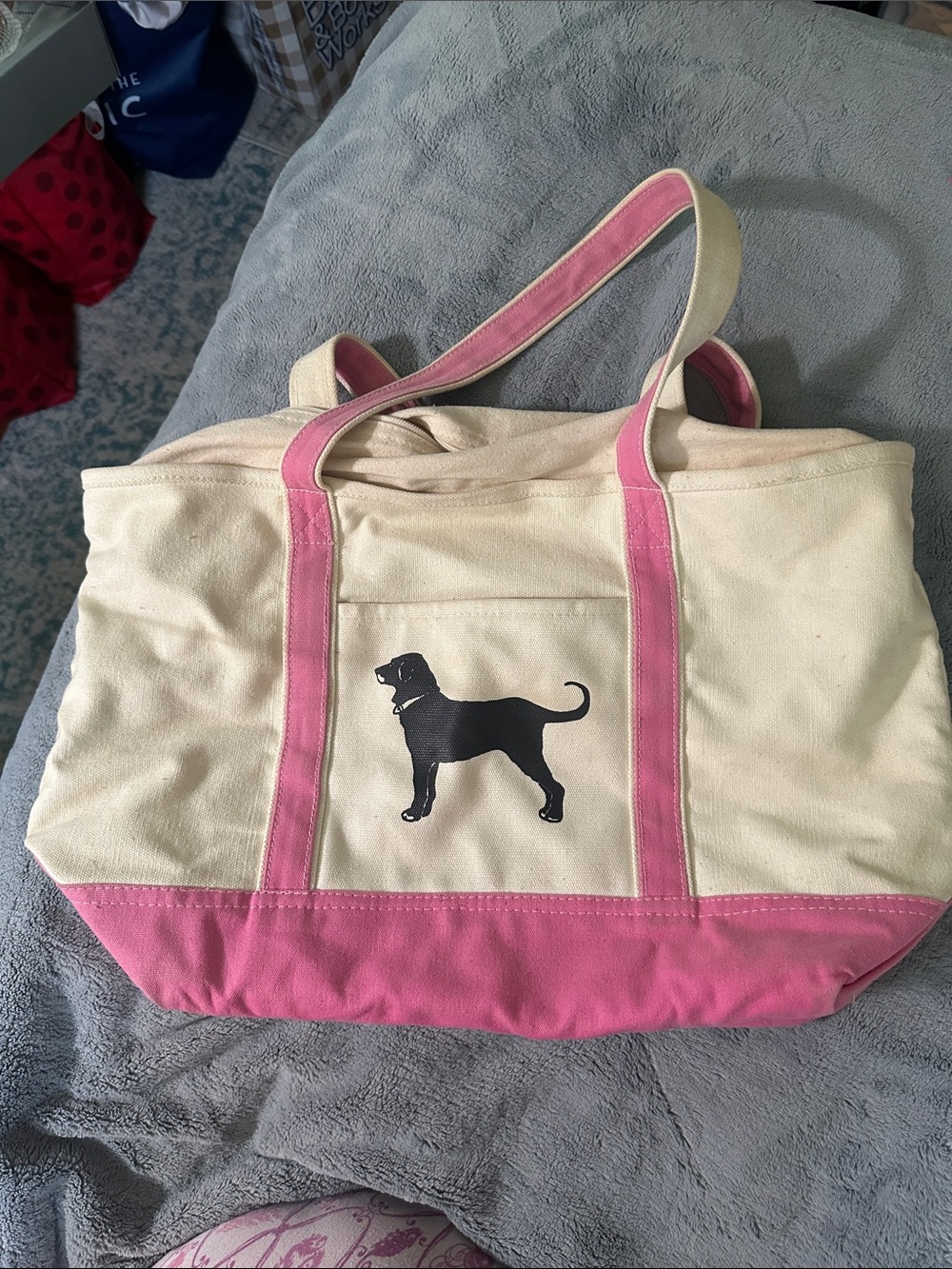 Canvas Dog Tote Bag in Cream and Pink – Pet Carry-All